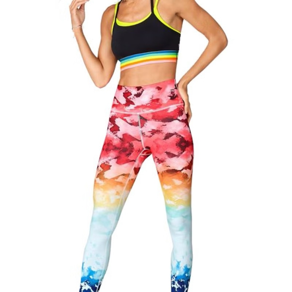 🩷 Fabletics High-Waisted Colorblock Leggings XS? See Measurements Cute Athletic